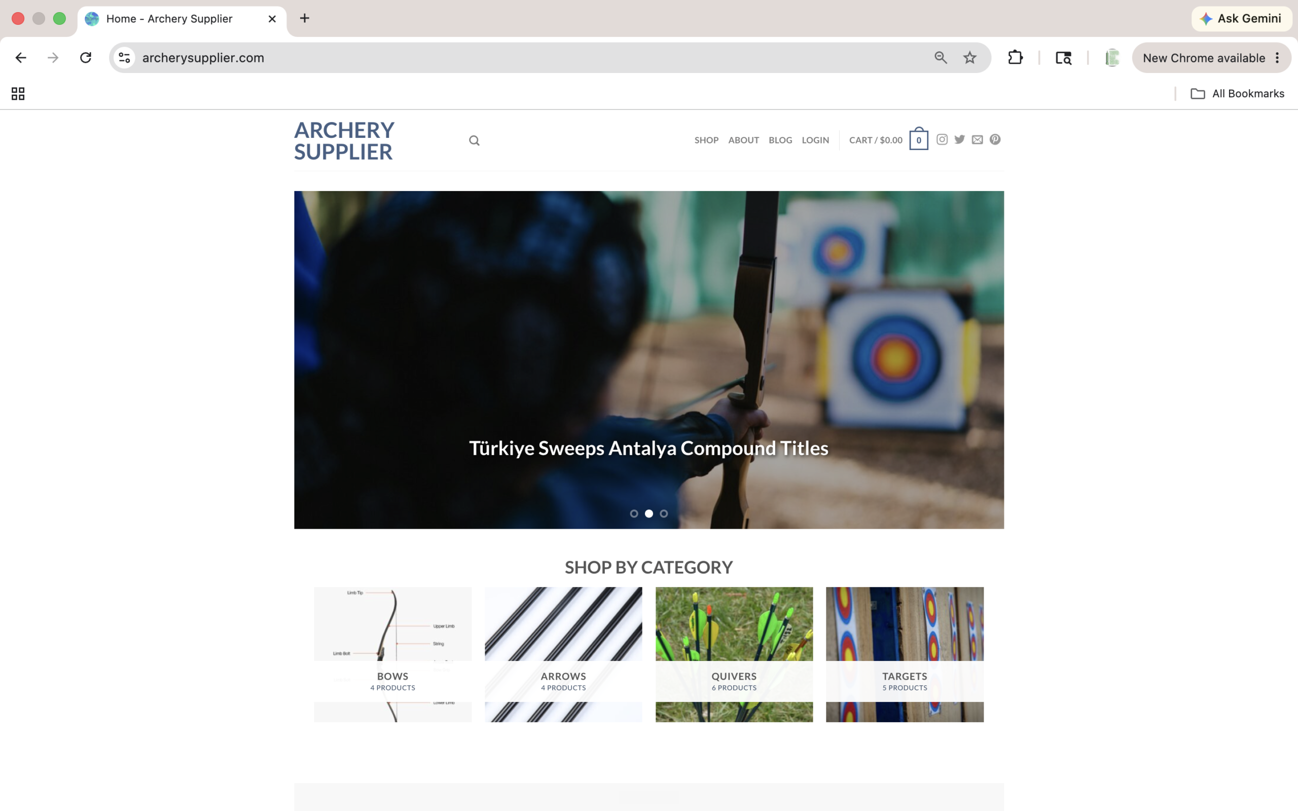 archerysupplier.com website screenshot