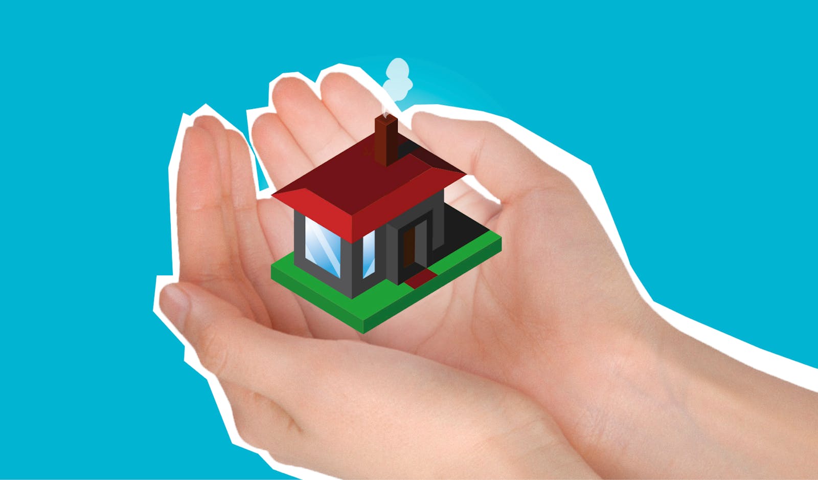 Hands holding a paper cutout of a house representing home insurance protection