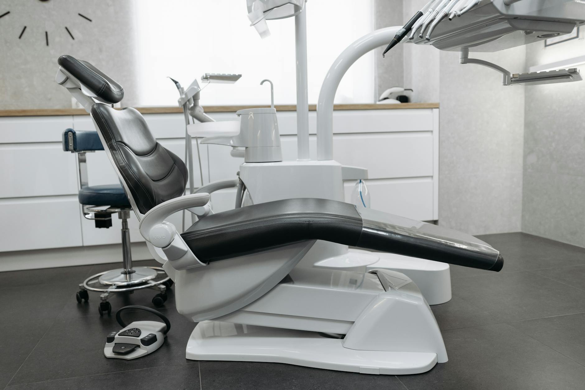 Modern orthodontic treatment chair in a clean clinical room