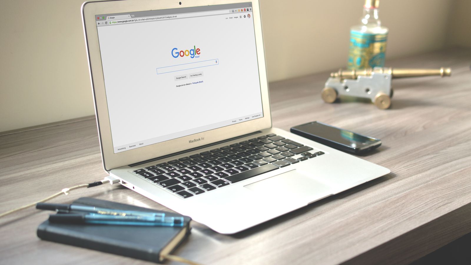 Laptop screen showing Google search results, the first place homeowners look during a water damage emergency