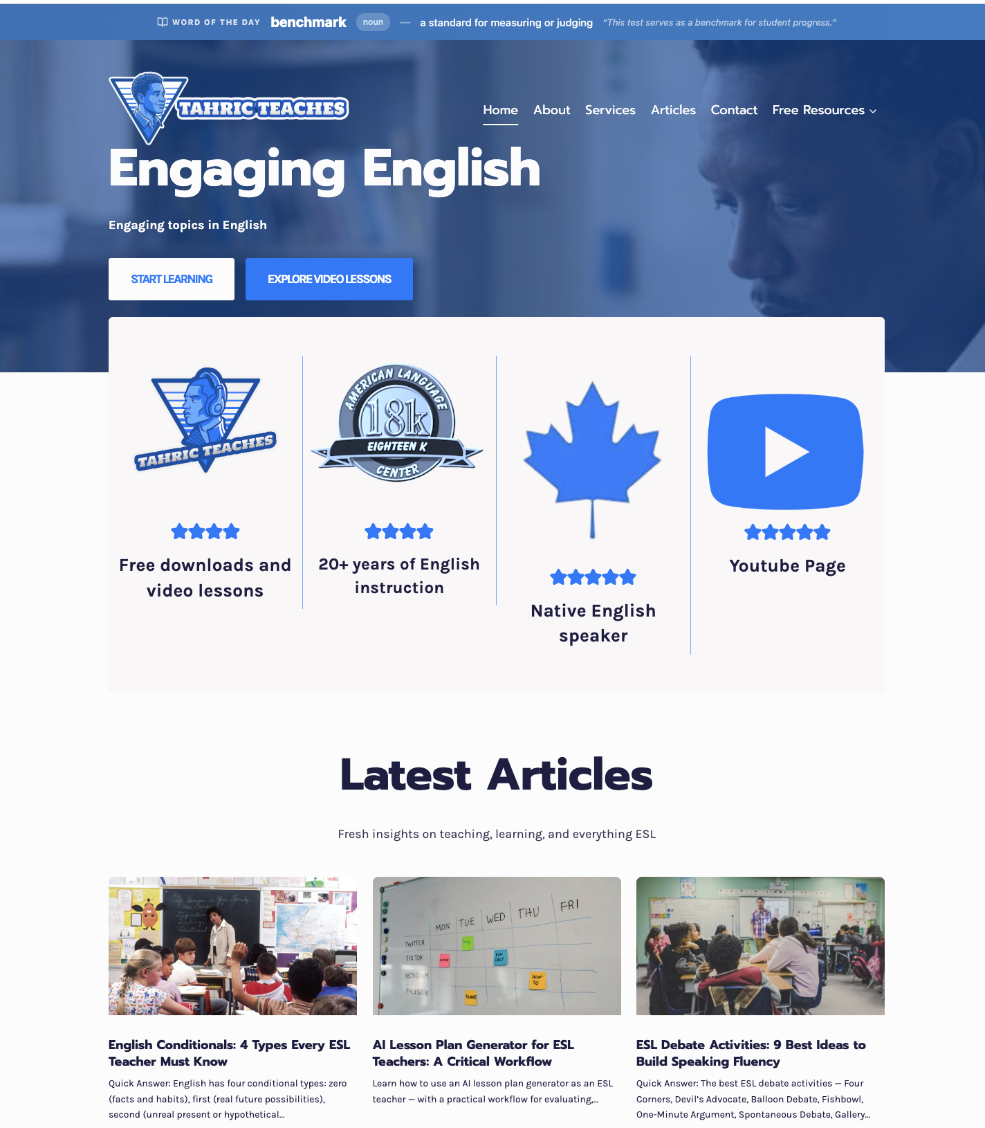 tahricteaches.com website screenshot