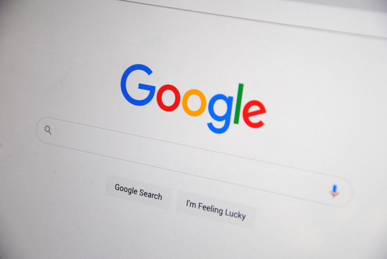 Google homepage search bar displayed on a computer monitor screen