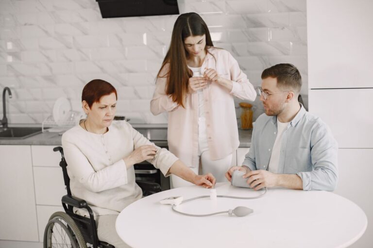 Home care agency caregiver assisting elderly client at home