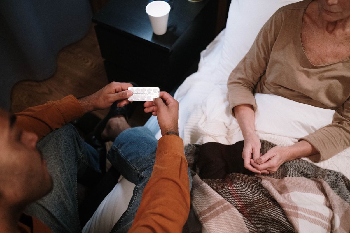 Professional caregiver providing in-home senior care