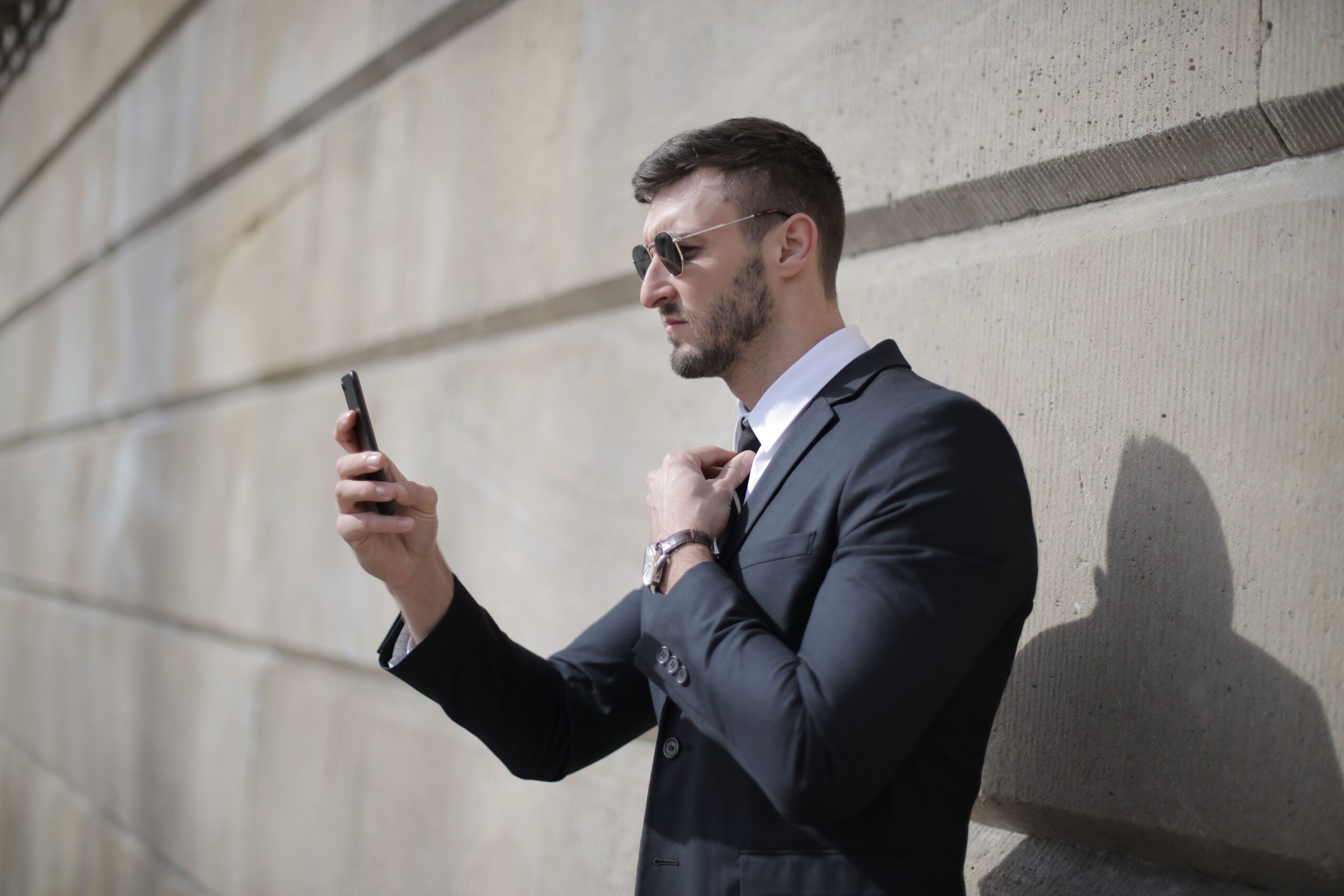 Person searching for a local business question on a smartphone
