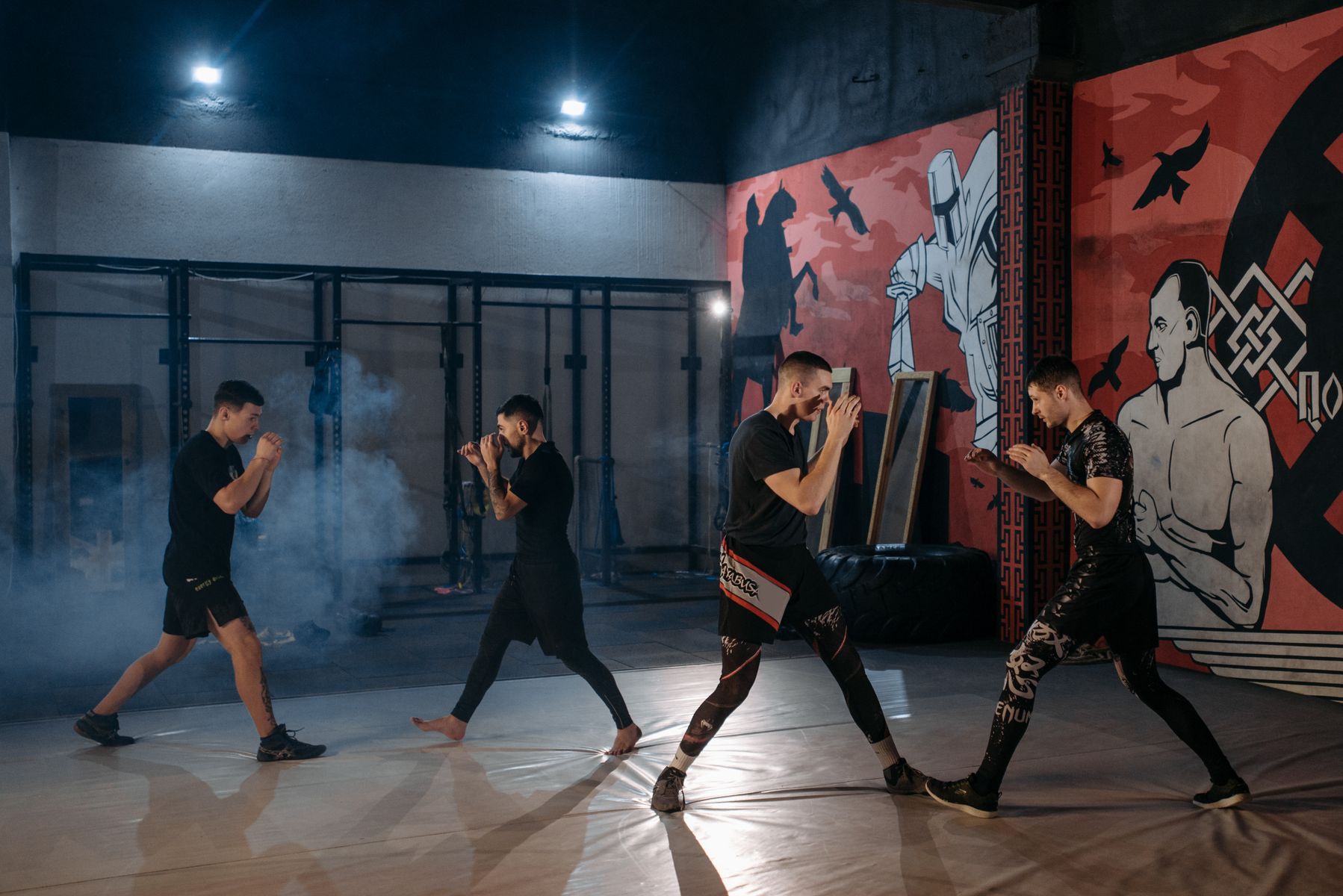 Martial arts student focused during a training drill