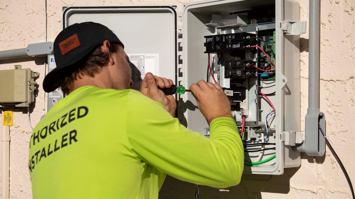 seo for electricians - electrician working at electrical panel