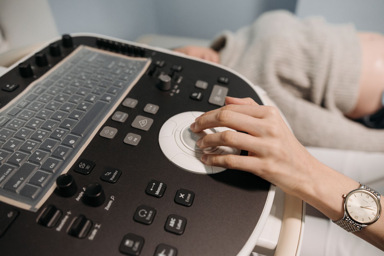Ultrasound machine used for vein mapping during a patient exam