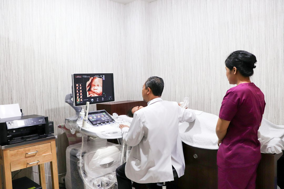 Obstetric ultrasound examination in progress